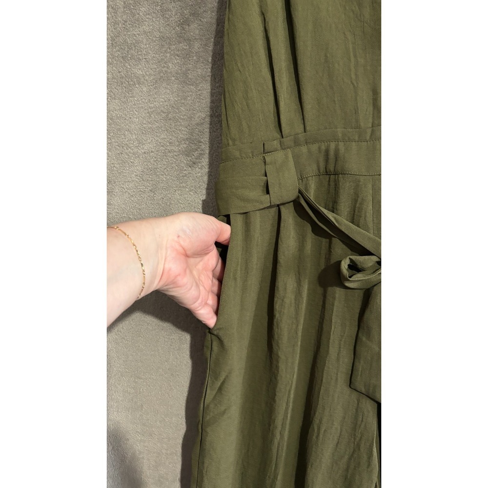 Lulus In the City Surplice Jumpsuit Womens Medium Olive Green Lined Sleeveless - Picture 7 of 16
